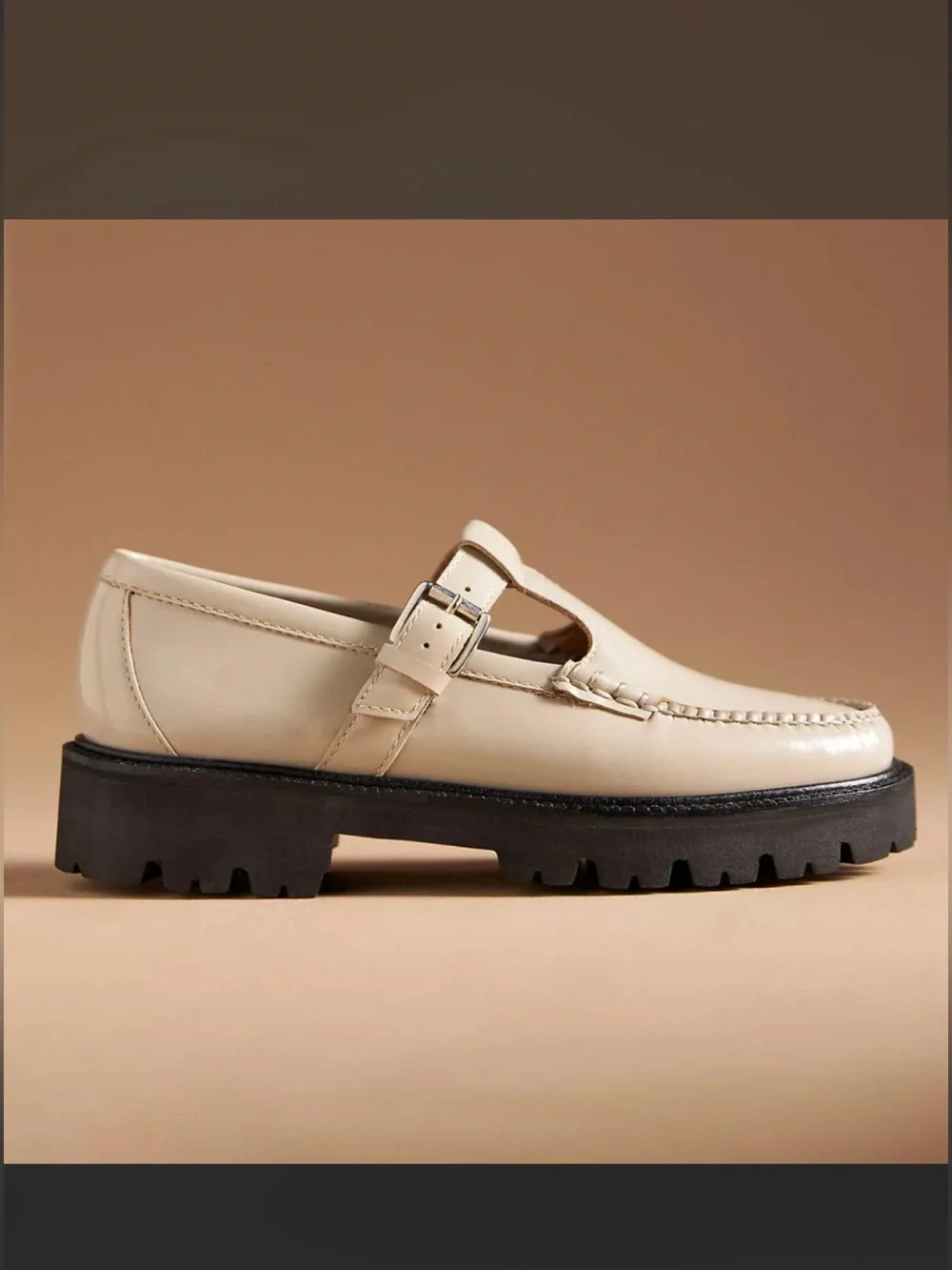 NEW G.H. Bass Weejuns Cream Patent Mary Jane Loafers with Buckle T-Strap Size 10